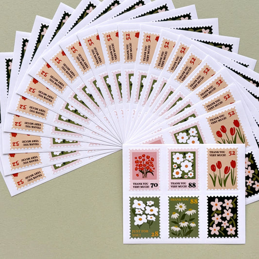 Set de Estampillas/ Stickers Blooming Stamps (120 piezas - 6 diseños de estampilla)