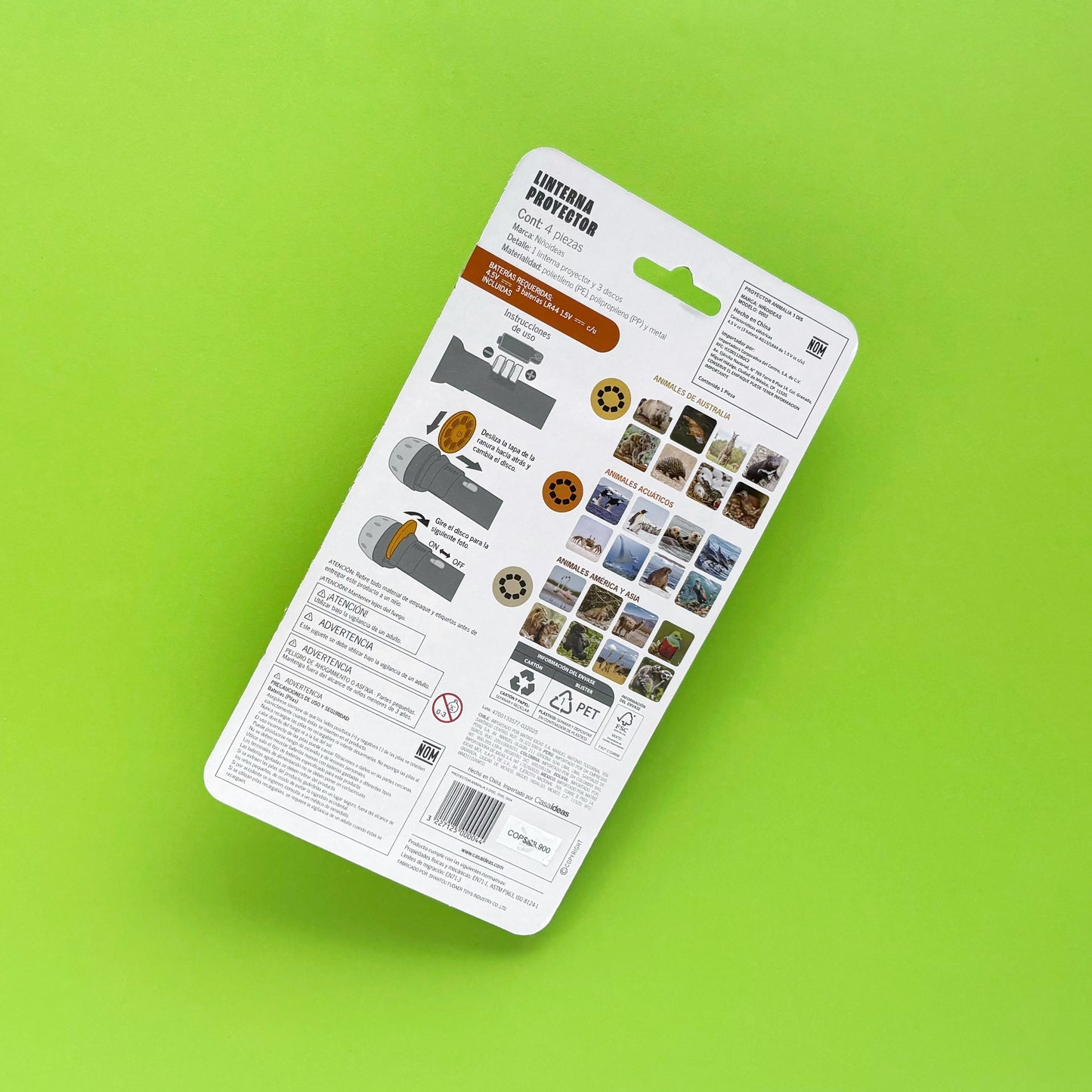 Proyector Animalia anaranjado – Con tres discos