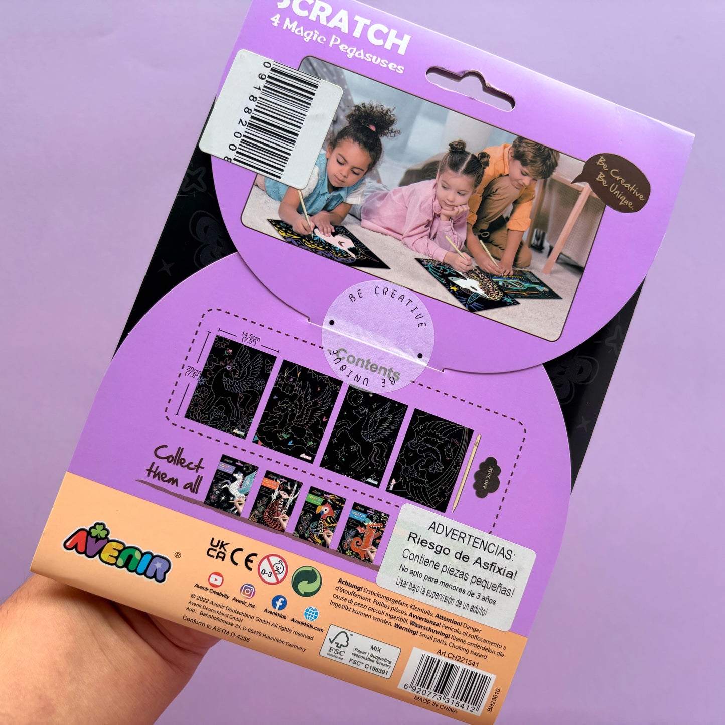 Set de arte para raspar - Pegasos · Scratch (4 hojas + palillo)