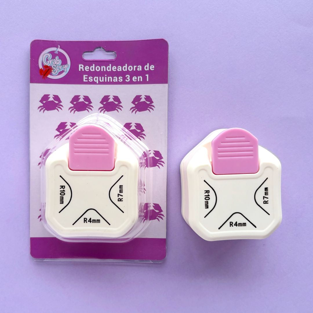 Perforadora redondeadora de esquinas 3 en 1.