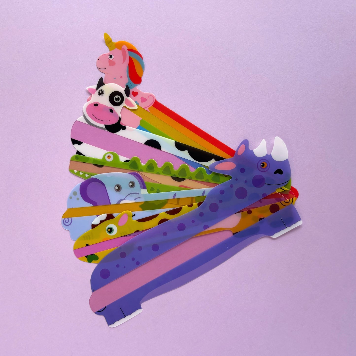 Tiras de lectura guiada y separadores de libros – Animales coloridos – Paquete x 6 unidades