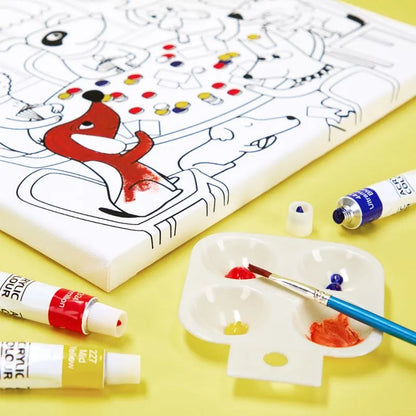 Set de tela canvas y materiales para pintar – Perros jugando cartas