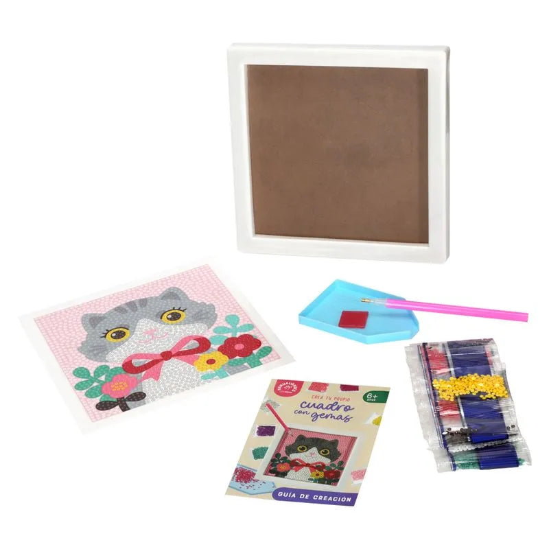 Set de creación Pinta con gemas cuadro – Gatito