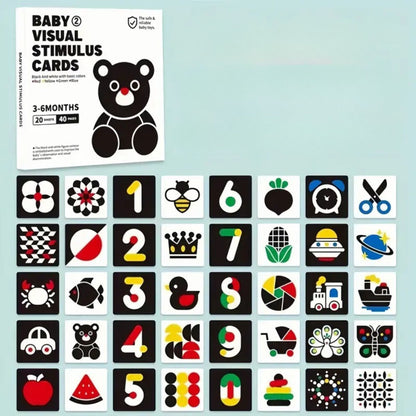 Tarjetas de estimulación visual para bebés de 3 a 6 meses – Negro y color