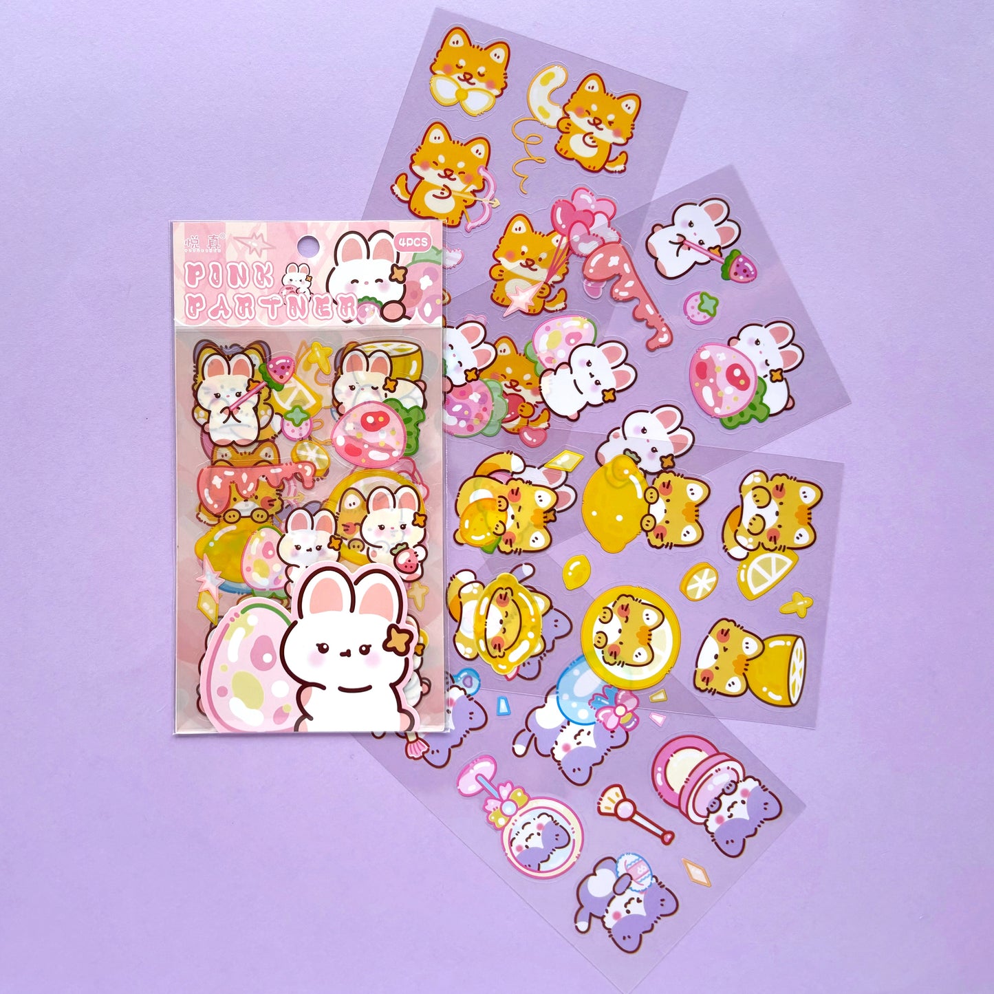 Stickers Animales Kawaii - Pink partner