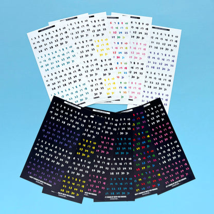 Stickers de Números para Calendario – 1 al 31 (12 hojas)
