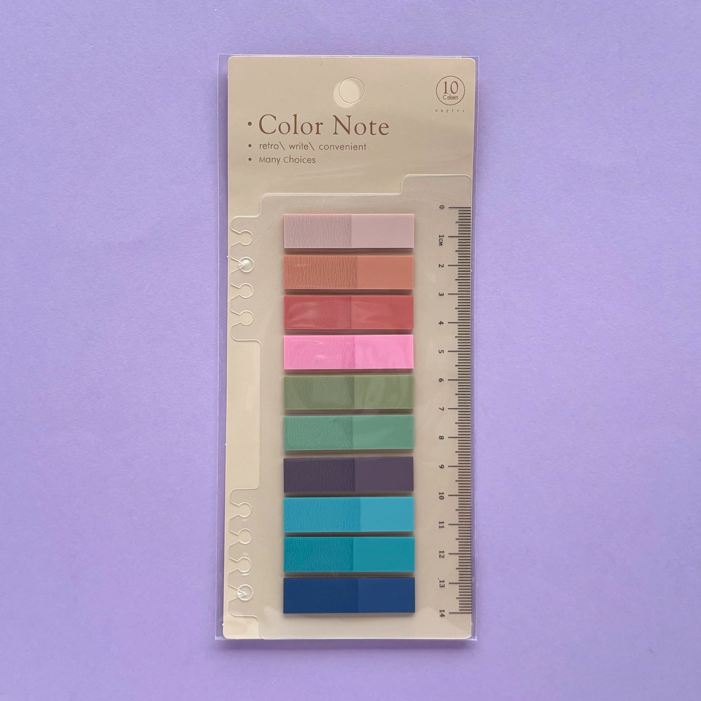 Banderitas Adhesivas de lectura o para planner Color Note - con Regla Integrada y compatible con sistema de anillas