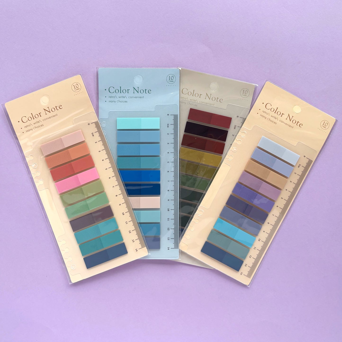 Banderitas Adhesivas de lectura o para planner Color Note - con Regla Integrada y compatible con sistema de anillas