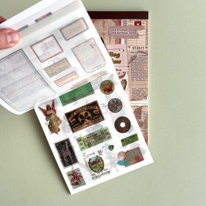 Bloc de Sticker y papeles Ephemera "A feeling of another time"