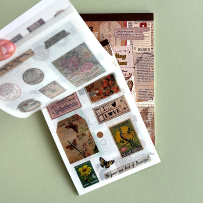 Bloc de Sticker y papeles Ephemera "A feeling of another time"