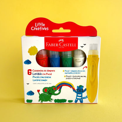 Chisguetes de témpera lavable con pincel caja X6 - Little Creatives