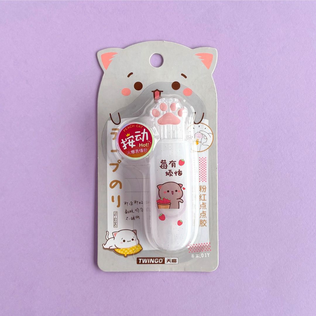 Cinta Adhesiva Doble Cara con Dispensador Patita Gatito – Tipo Lápiz (5 m)