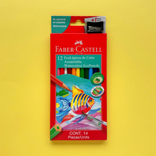 Colores acuarelables ecológicos caja X12 - Incluye tajalapiz y pincel