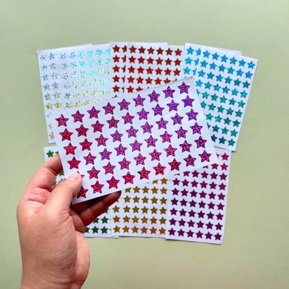 Set de Stickers de Estrellas Glitter x 648 stickers – 6 Colores
