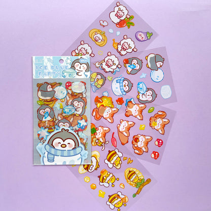 Stickers Animales Kawaii - Ice Blue Party