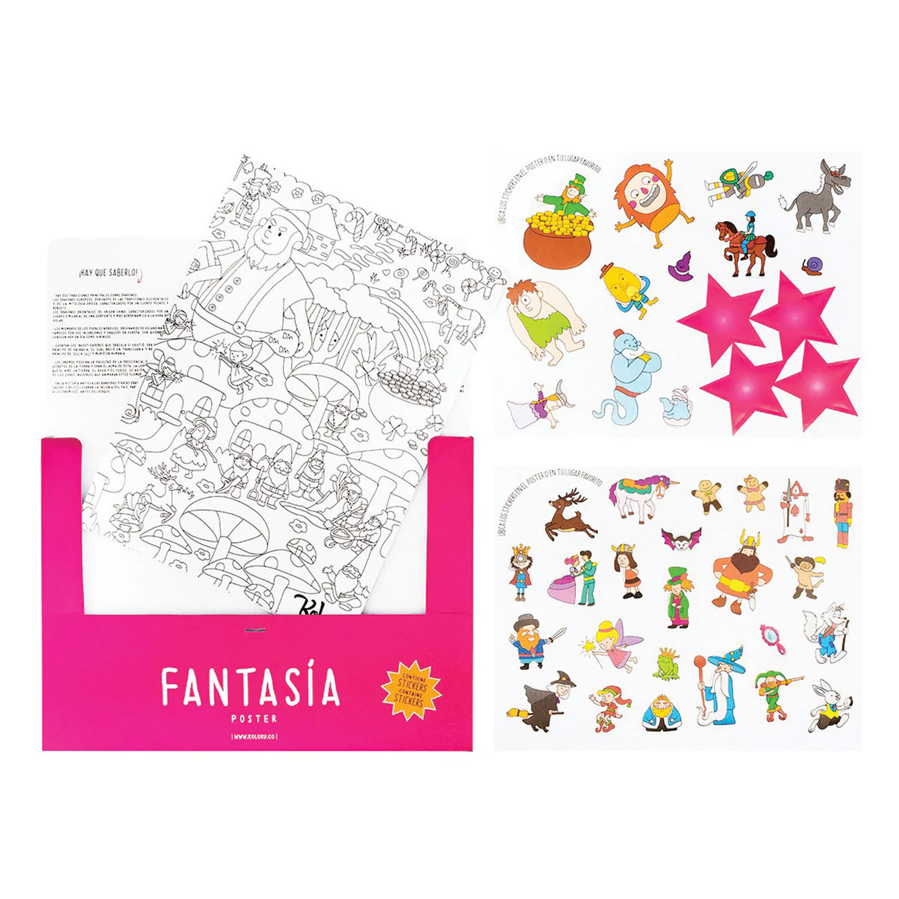 Póster gigante Fantasy para colorear con stickers