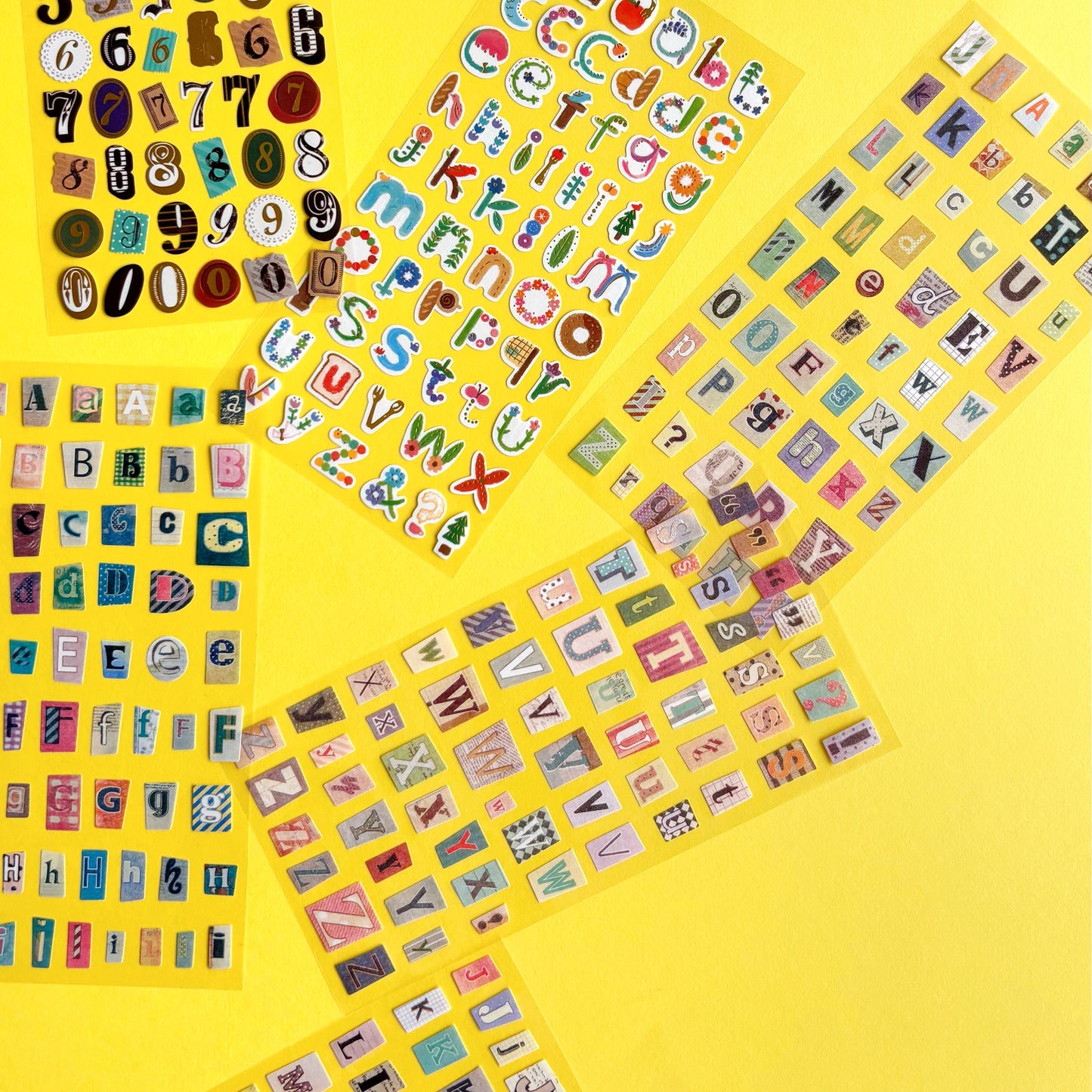 Set de Stickers Collage de Letras y Números