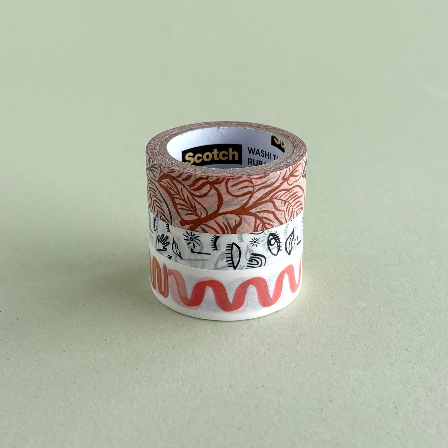 Set de Cintas Washi 3M Scotch - Organic Lines (3 rollos, 5 m c/u)