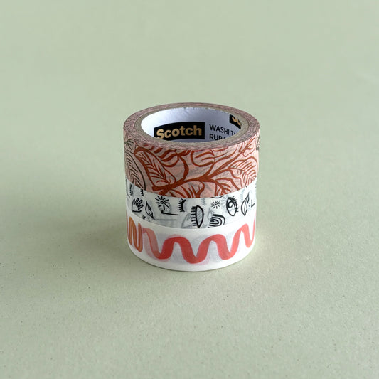 Set de Cintas Washi 3M Scotch - Organic Lines (3 rollos, 5 m c/u)
