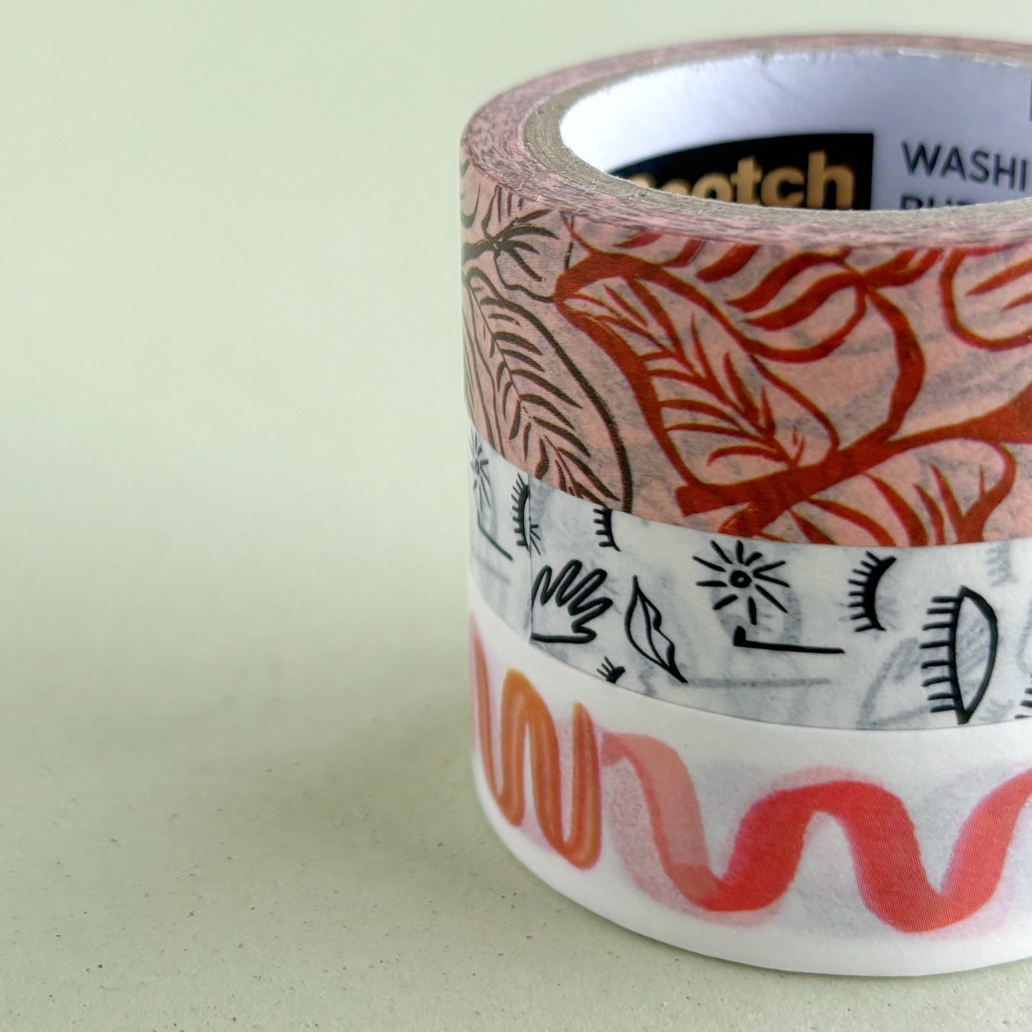 Set de Cintas Washi 3M Scotch - Organic Lines (3 rollos, 5 m c/u)