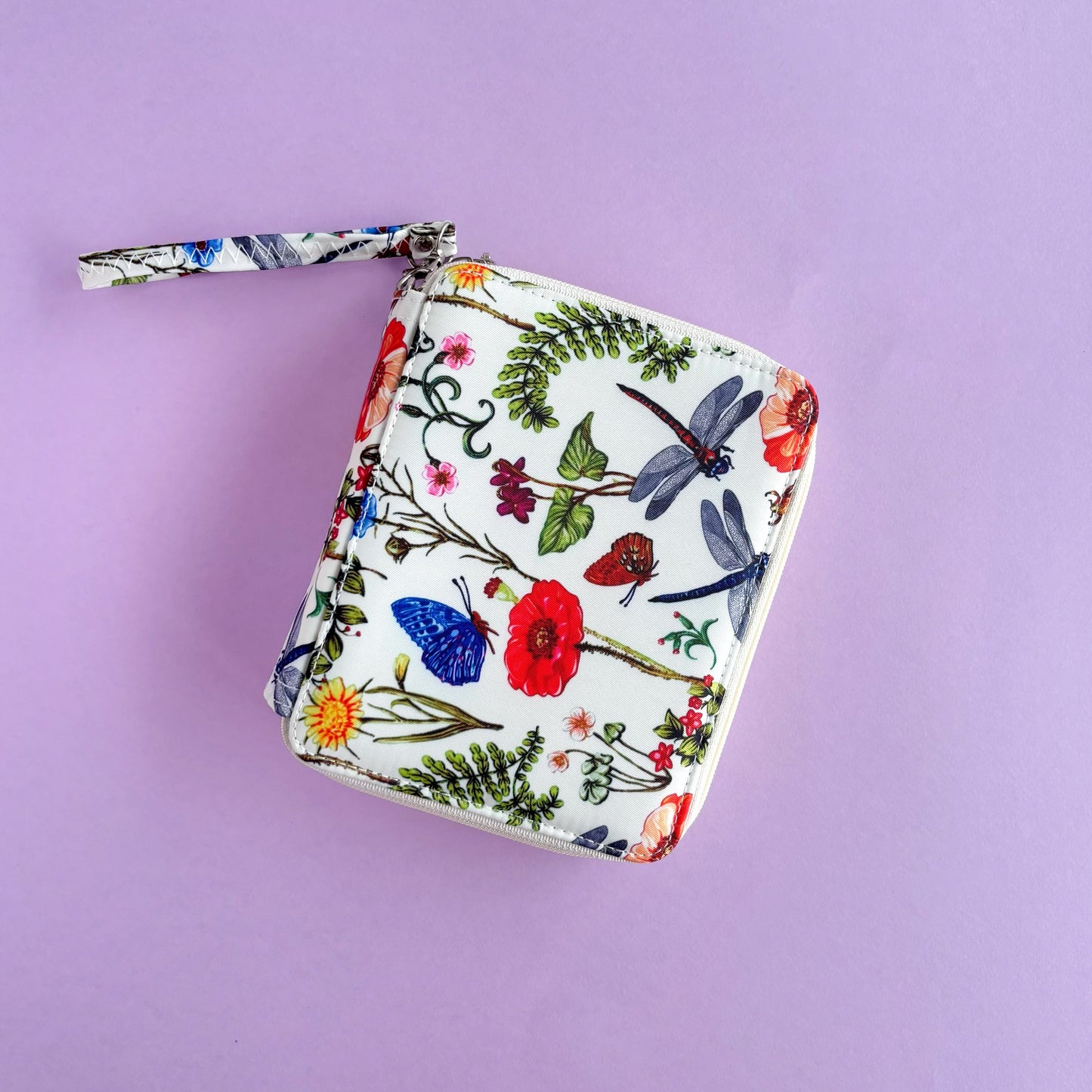 Estuche portátil para 72 lápices y pinceles con 3 compartimentos – Diseño floral - Ajuste alto