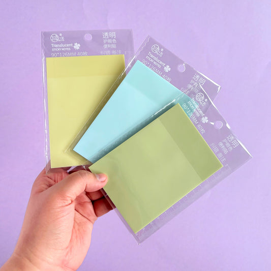 Notas adhesivas traslúcidas grandes 9 × 12.6 cm – 40 hojas - para uso con lápiz, colores o marcadores permanentes