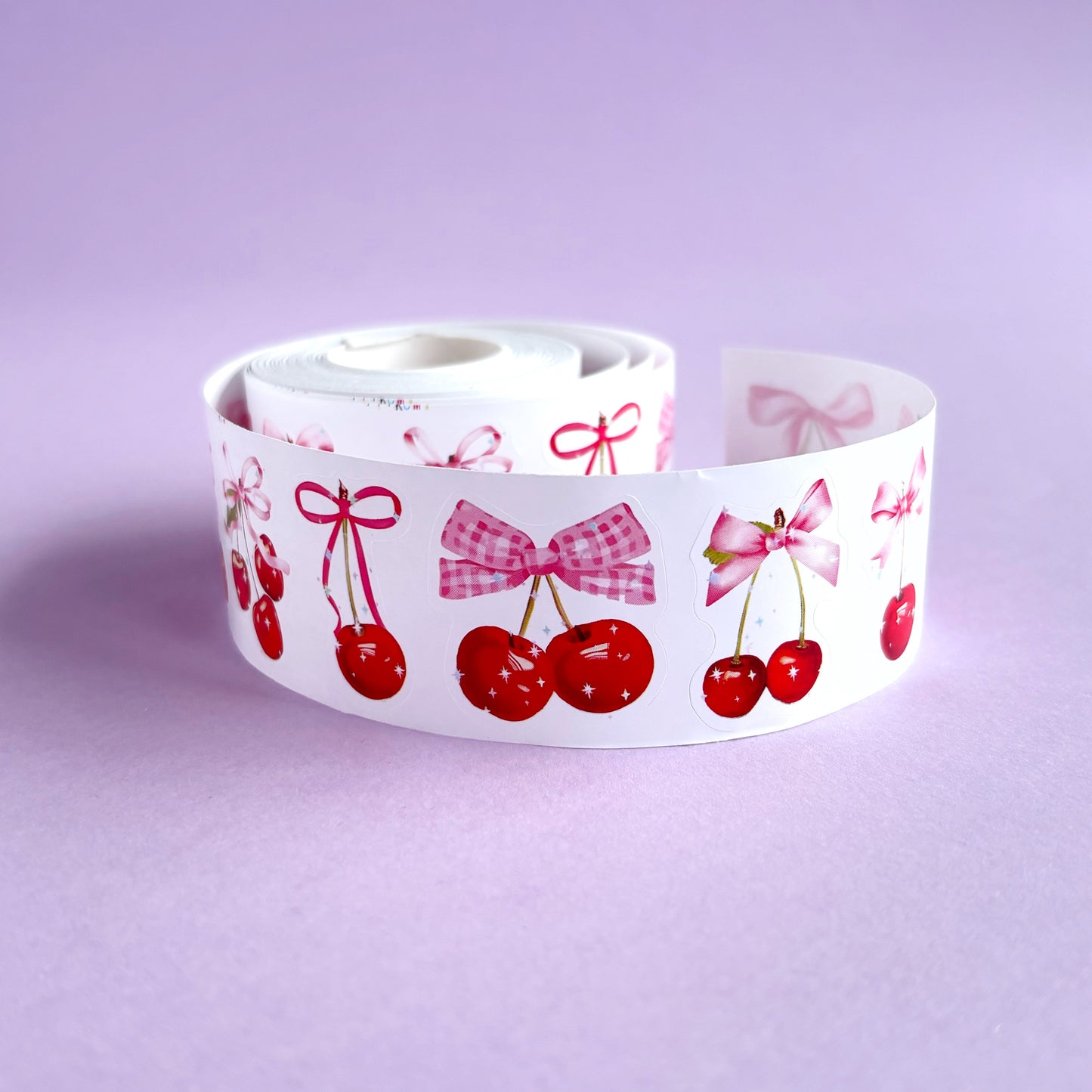 Rollo de stickers Cherry Bow - 500 stickers