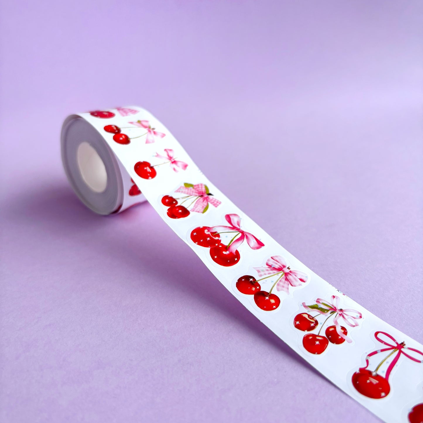 Rollo de stickers Cherry Bow - 500 stickers