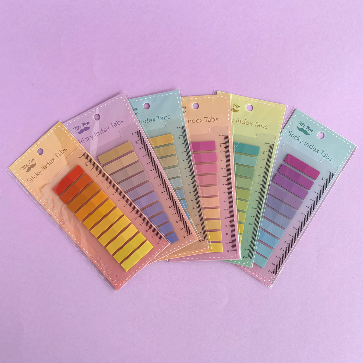 Banderitas adhesivas pastel degradé con regla integrada - Venta por unidad
