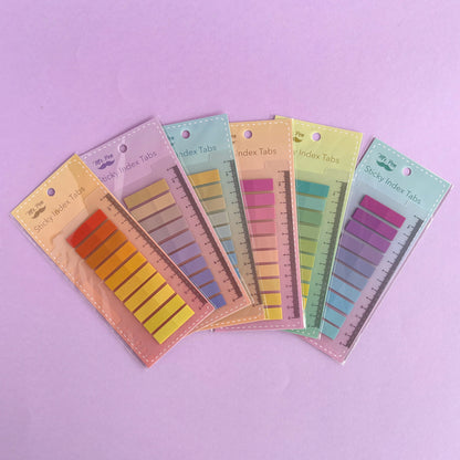 Banderitas adhesivas pastel degradé con regla integrada - Venta por unidad