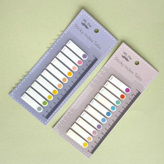 Índices adhesivos con pestaña circular de color y regla integrada - Venta por unidad