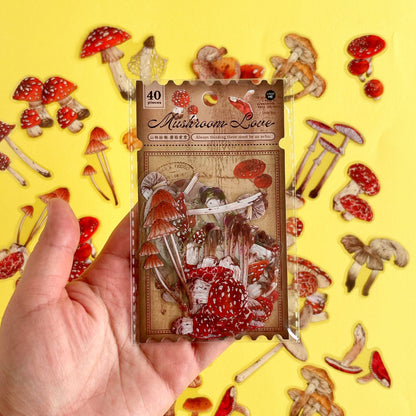 Mushroom Love · Stickers de hongos (40 piezas)