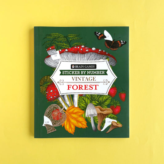 Libro de Stickers por Números Brain Games: Forest - 28 imágenes para completar