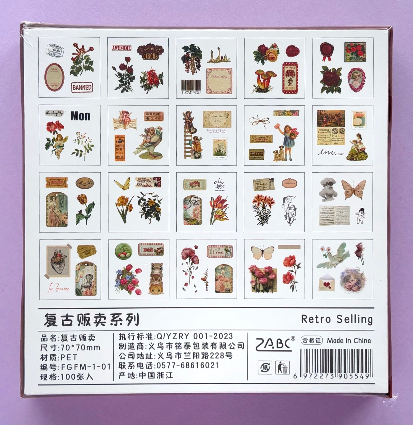 Caja de Stickers Vintage x 100 piezas - Retro Selling