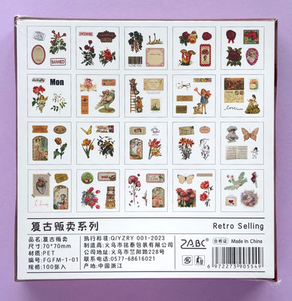 Caja de Stickers Vintage x 100 piezas - Retro Selling