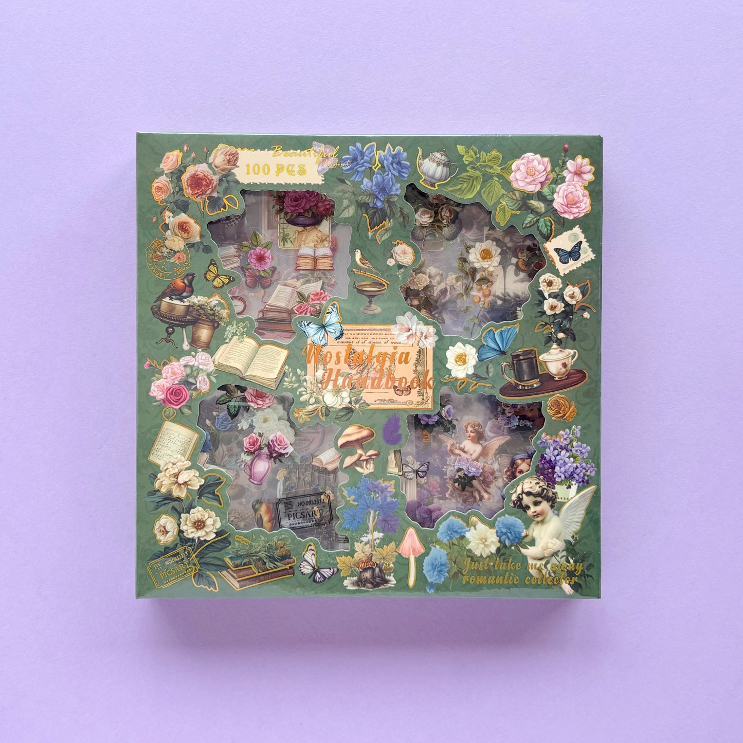 Caja de Stickers Vintage x 100 piezas - Nostalgia Handbook