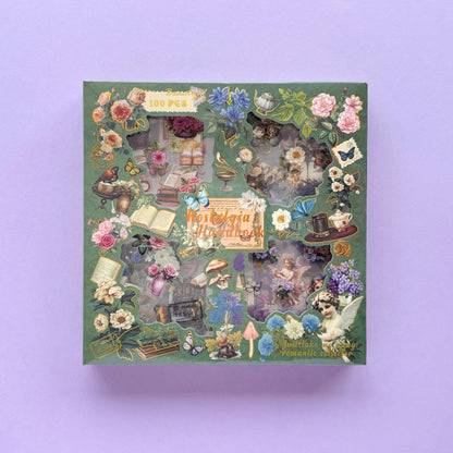 Caja de Stickers Vintage x 100 piezas - Nostalgia Handbook