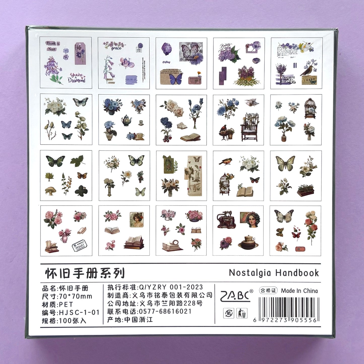 Caja de Stickers Vintage x 100 piezas - Nostalgia Handbook