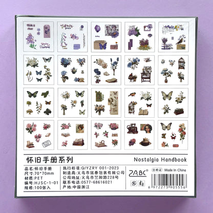 Caja de Stickers Vintage x 100 piezas - Nostalgia Handbook