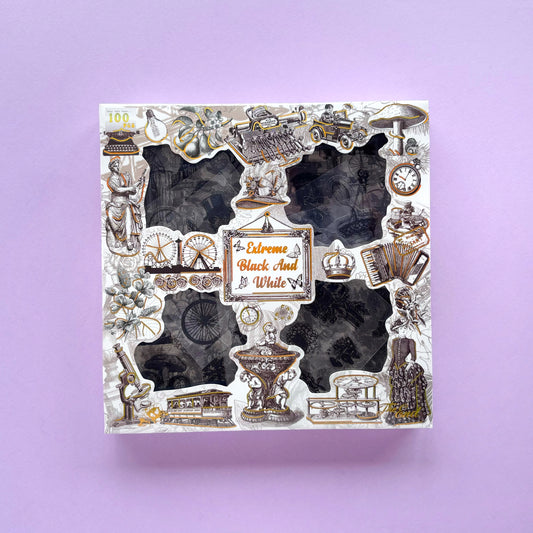 Caja de Stickers Vintage x 100 piezas - Extreme Black & White