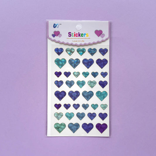 Stickers Corazones iridiscentes azulados y morados