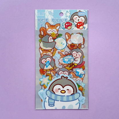 Stickers Animales Kawaii - Ice Blue Party