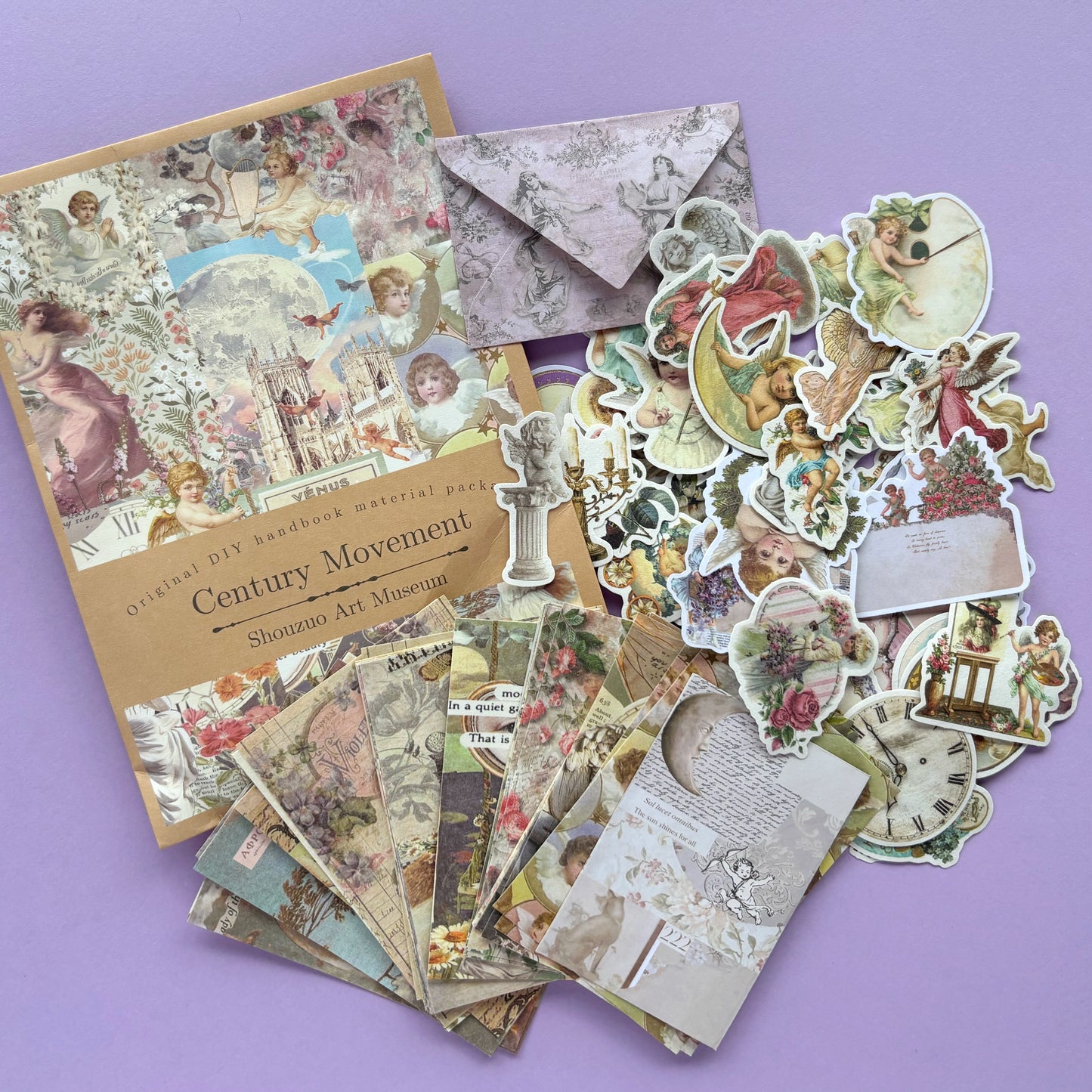 Paquete de papeles y stickers vintage Century Movement - Para scrapbooking o proyectos creativos