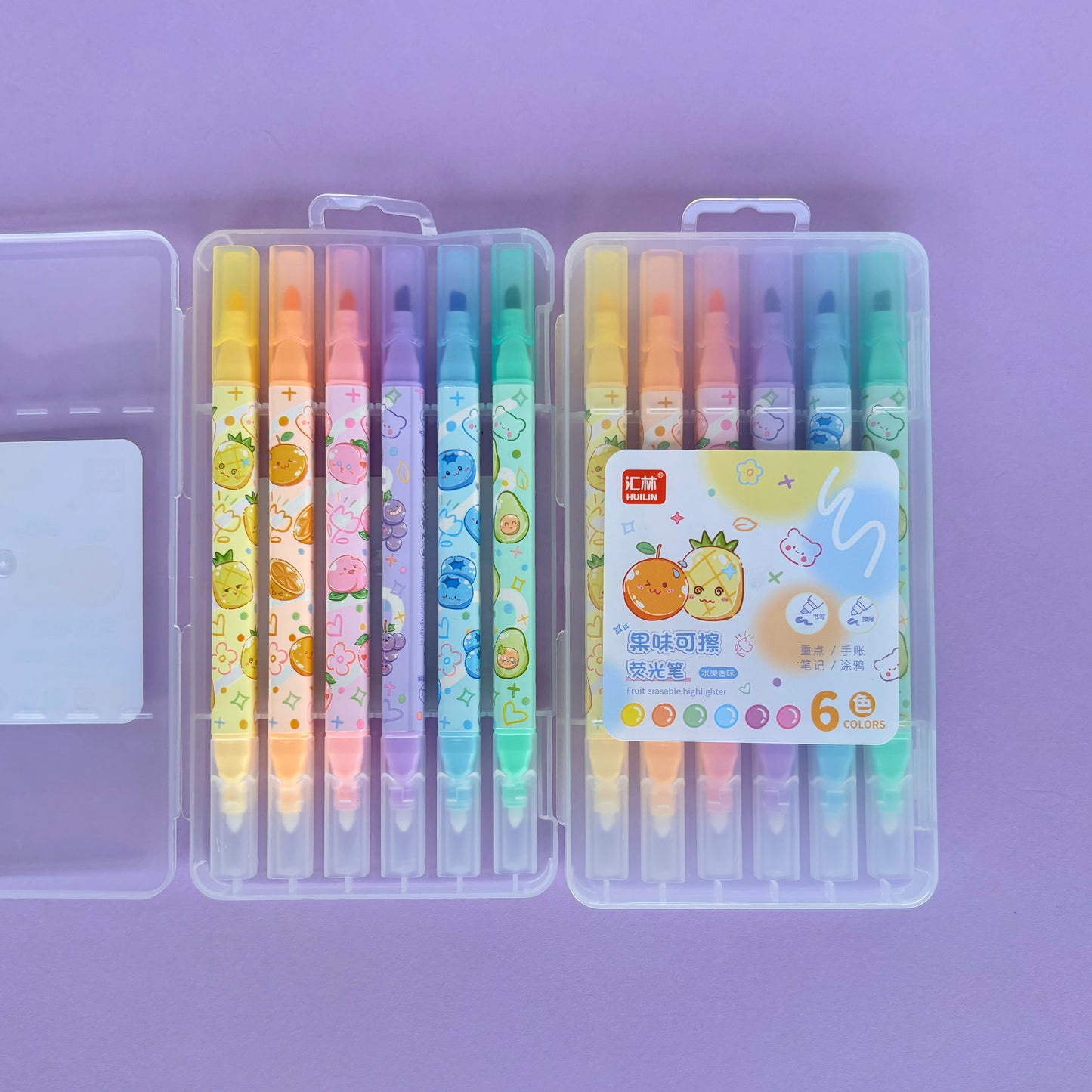 Resaltadores borrables Fruity Erasable (set de 6) – aroma a fruta
