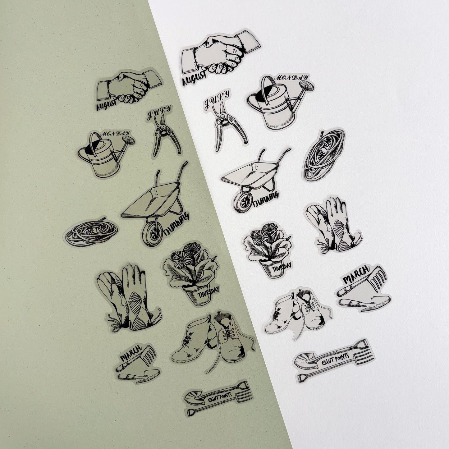 Stickers Garden Whisper - Vintage Black & White (20 piezas)