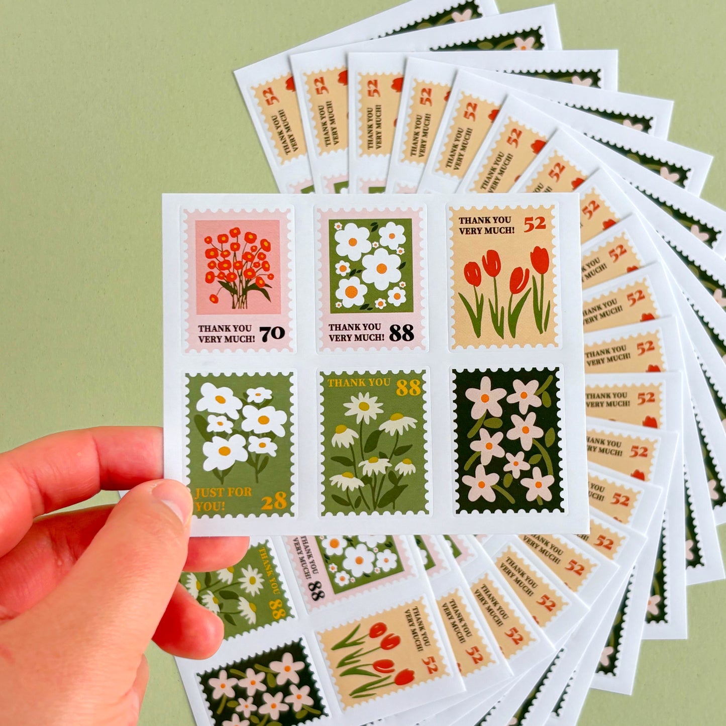 Set de Estampillas/ Stickers Blooming Stamps (120 piezas - 6 diseños de estampilla)