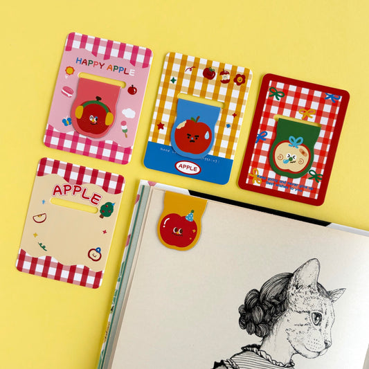Marcapáginas magnéticos Happy Apple - Set x 4