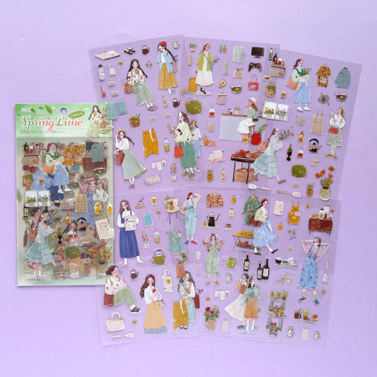 Set de stickers Spring Time (4 hojas): Colección Seasonal Days
