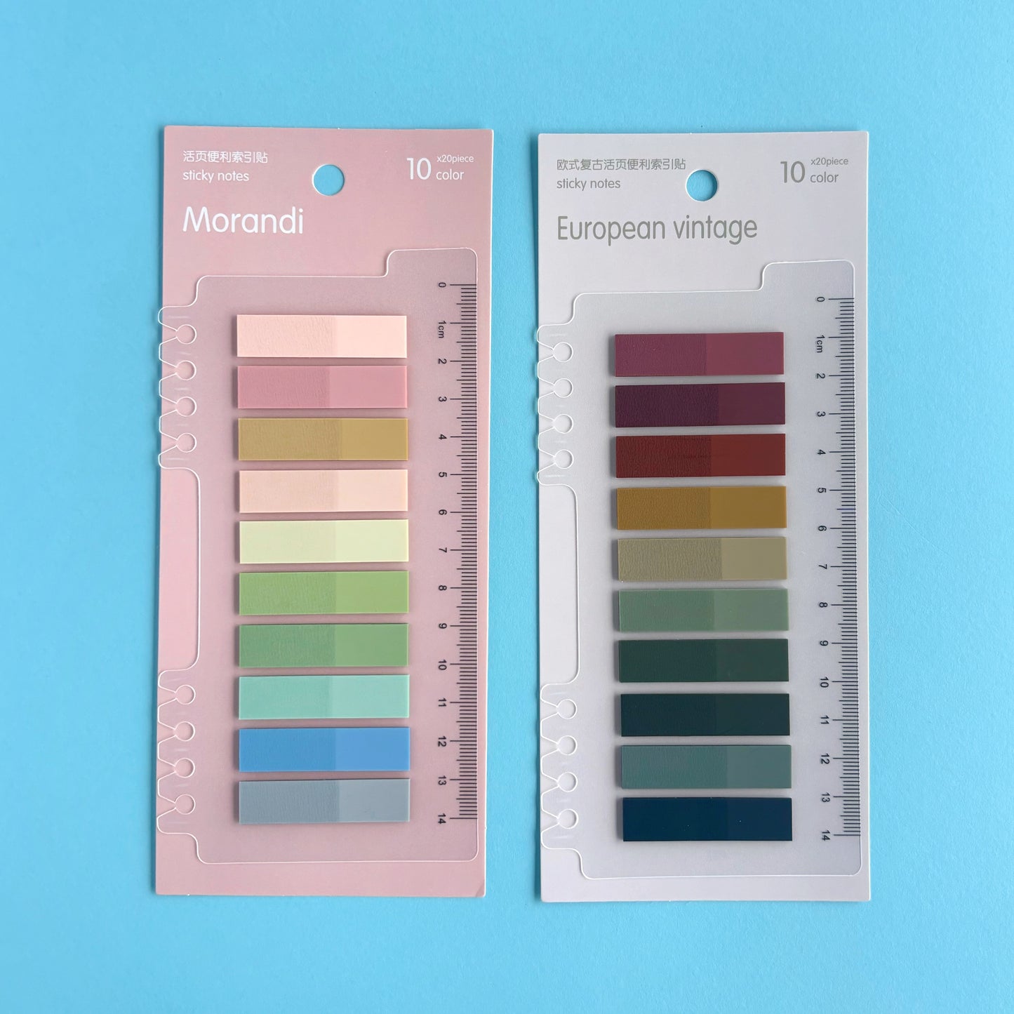 Set Banderitas Adhesivas Duo Morandi & Vintage – Con Regla Integrada y Compatible con Sistema de Anillas