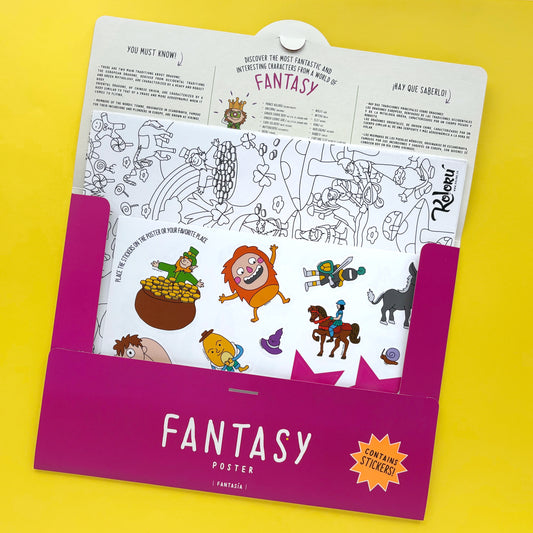 Póster gigante Fantasy para colorear con stickers